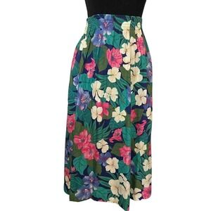 VTG 80's Alfred Dunner Petite 16‎ USA Elastic Waist Floral Skirt Grandma Cottage